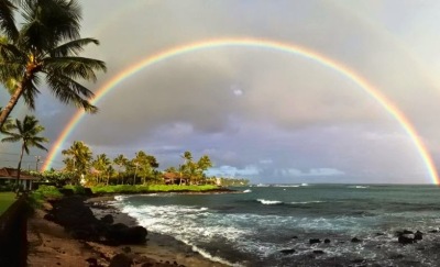 Capture double rainbow over kiahuna